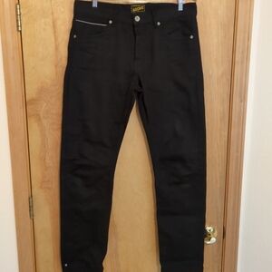 &Sons‎ The Rocker Selvedge Slim Fit Double Black Jeans Sz 35X31 Button Fly